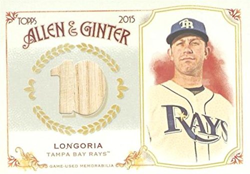 Autograph Warehouse 343087 Evan Longoria Player Used Bat Patch Baseball Card - Tampa Bay Rays 2015 Topps Allen & Ginters No. FSRBEL