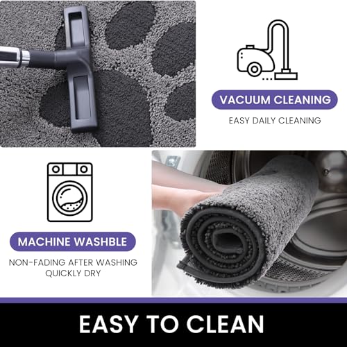 Oiilores Schmutzfangmatte für den Innenbereich, 60 x 90 cm, rutschfest, waschbar, Fußmatten für den Eingangsbereich, super saugfähige Hundematten für schlammige Pfoten, Grau
