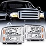 Nilight 2005 2006 2007 F250 F350 F450 F550 Super Duty Headlight Assembly Chrome Housing Amber Corner Clear Lens Headlights Assembly Replacement, 2 Years Warranty