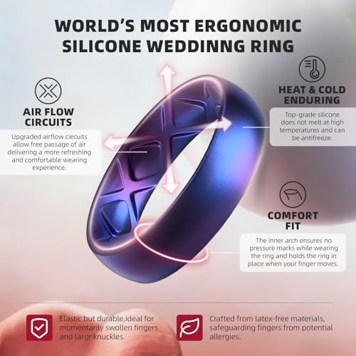 Image of Egnaro Silicone Wedding Bands Women, Inner Arc Ergonomic Breathable Design