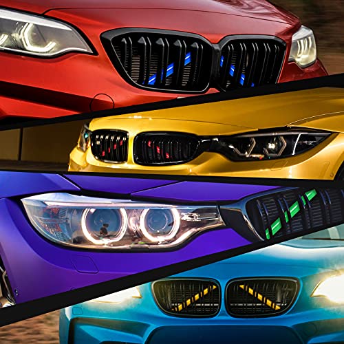 Image of AggAuto Compatible with BMW Grille Inserts Stripes for F25 X3 2011-2021 / G01 X3 2017-2021 / G02 X4 2018-2021 / G05 X5 2018-2021 Grill Insert Accessories Red V Brace Cover