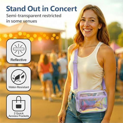 Image of PACKISM Clear Bag for Stadium Events - Small Clear Purses for Women Stadium Crossbody for Game Day, Festival, Concerts