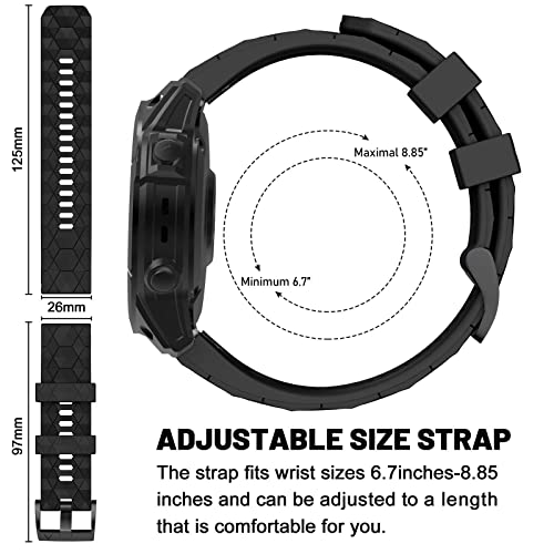 MYSNBKN Fenix 7X Strap 26mm Silicone bands for Garmin Fenix 8 51mm/Fenix 7X/Fenix 6X/Fenix 6X Pro/Fenix 5X/Fenix 5X Plus/Fenix 3/Fenix 3 HR(Quick Fit) - Image 2