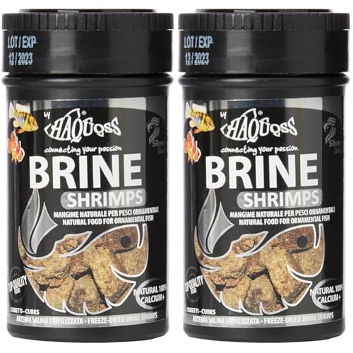 Haquoss Brine Shrimps Mangime Naturale Liofilizzato in Artemia Salina per Pesci Tropicali d'Acqua Dolce e Marina, 100 ml/8 gr (Confezione da 2)