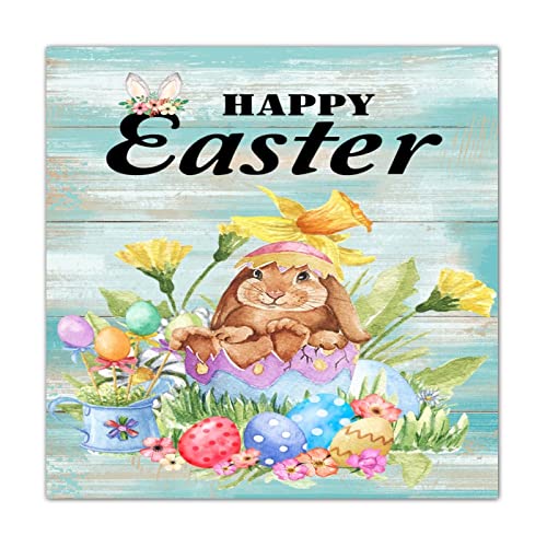 Plaque murale lapin de Pâques CustonCares en bois de 40 cm pour déco de maison