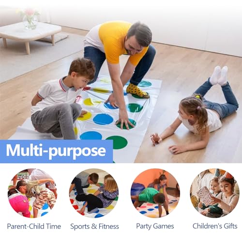 Twister Spiel für Kinder & Erwachsen, Twisting Spiele Ab 6 Jahre, Kindergeburtstag Spiele Bodenspiel mit Spielmatte, Gartenspiele, Partyspiele, Familienspiel, Lustiges Spiel Für Drinnen Und Draußen