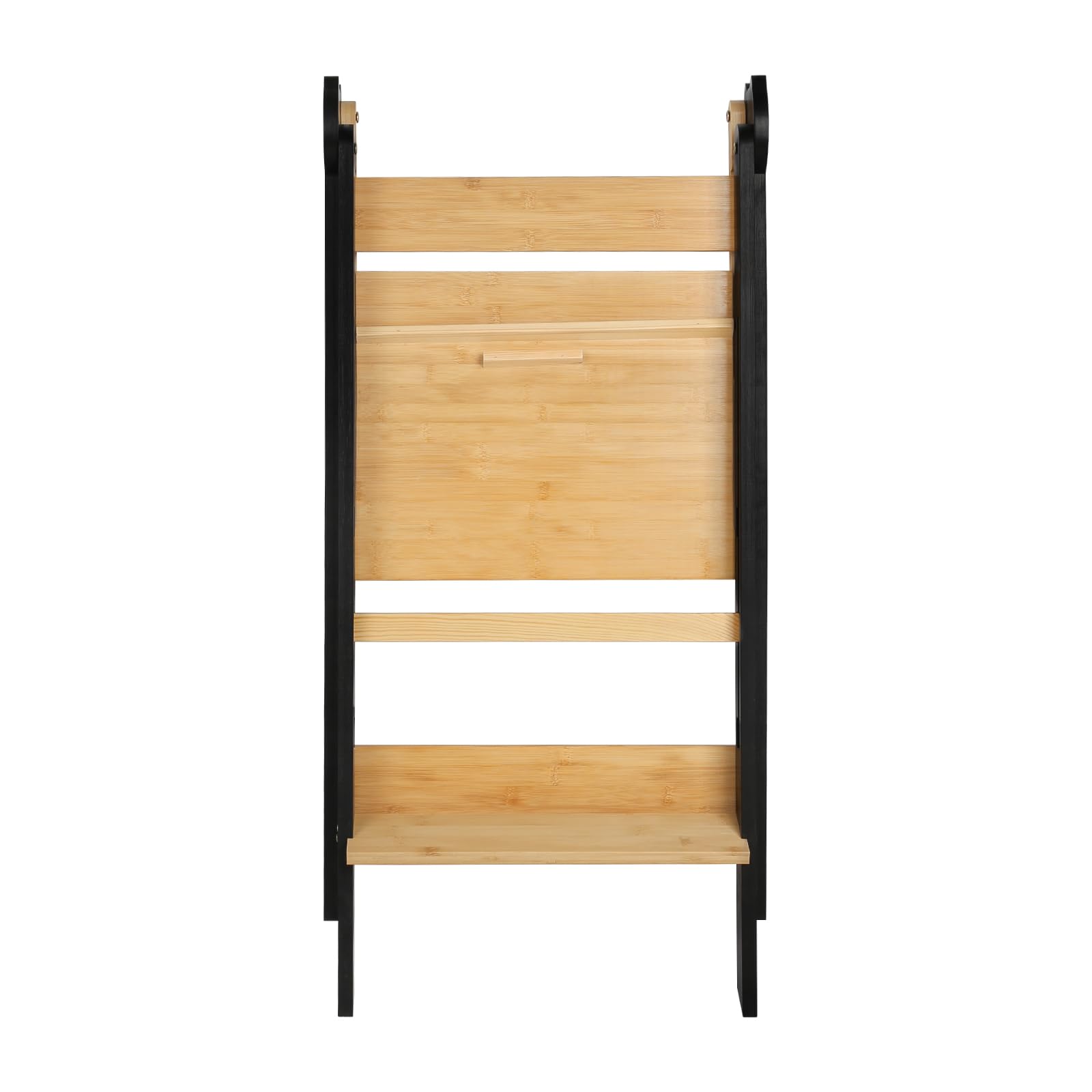 Tour d Observation Enfant, Tour Montessorienne d'apprentissage Pliable Multi-usages Tour d'apprentissage en Bois Naturel de Bouleau, Pliable, Sécurité-88 * 45 * 45 cm-café Noir