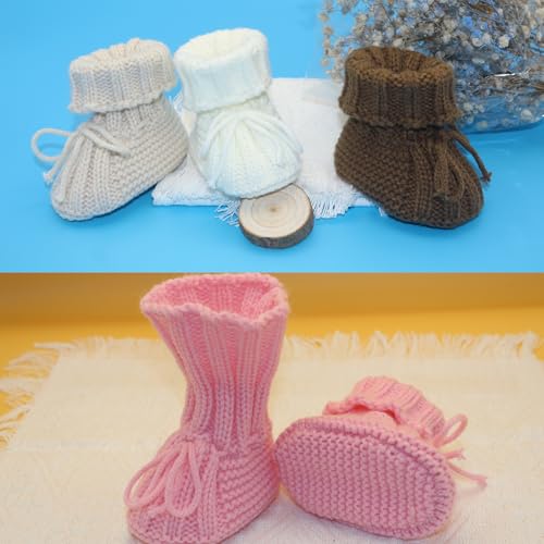 Baby Booties Newborn Soft Knit Sock Shoes for 0-6 Months Infant Girl Boy First Walking 3 Pack3