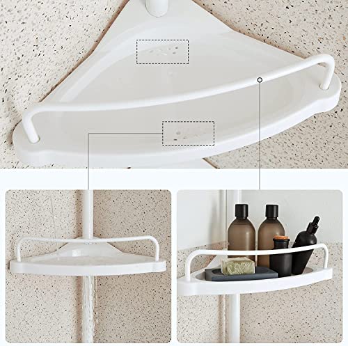 SONGMICS Shower Corner Shelf, 4-Tier Bathroom Shower Shelf, 85-305 cm Adjustable Shower Caddies, Bathroom Organiser, White BCB001A - Image 7