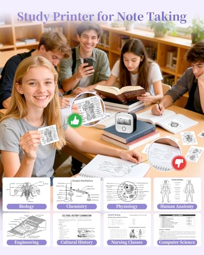 Image of Memoking Mini Thermal Printer - T02 Mini Sticker Printer Print Pod Portable Inkless Printer AI Sticker Maker Bluetooth Photo Printer Instant Print for Study Note, Journal Photos, DIY, Gift, 6 Rolls