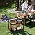 HAPPYGRILL Outdoor Grill Cart, Movable BBQ Pizza Oven Stand w/Lockable Wheels, Grill Tables for Outside w/Garbage Bag Holder, Removable Hooks, Portable Cooking Prep Table for Kitchen BBQ Party