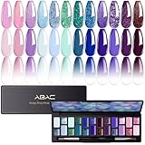 ABAC Solid Gel Nail Polish,Ombre Gel Nail Polish,Pat Paint Nail Gel-24 Colors Blue Pink Purple Shimmer Hema Free Gel Polish w/Pro Brush Soak Off LED Gift for Women