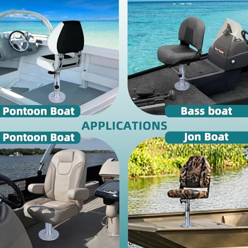 Boat Seat Pedestal,13-19 Inch Adjustable Height Locking Swivel Boat Seat Pedestals and Bases,9" Base,2-7/8”Post,Anti-Wobble Aluminum Marine Seat Mount for Pontoon Bass Jon Fishing Boat Chair,Base Only - Image 8