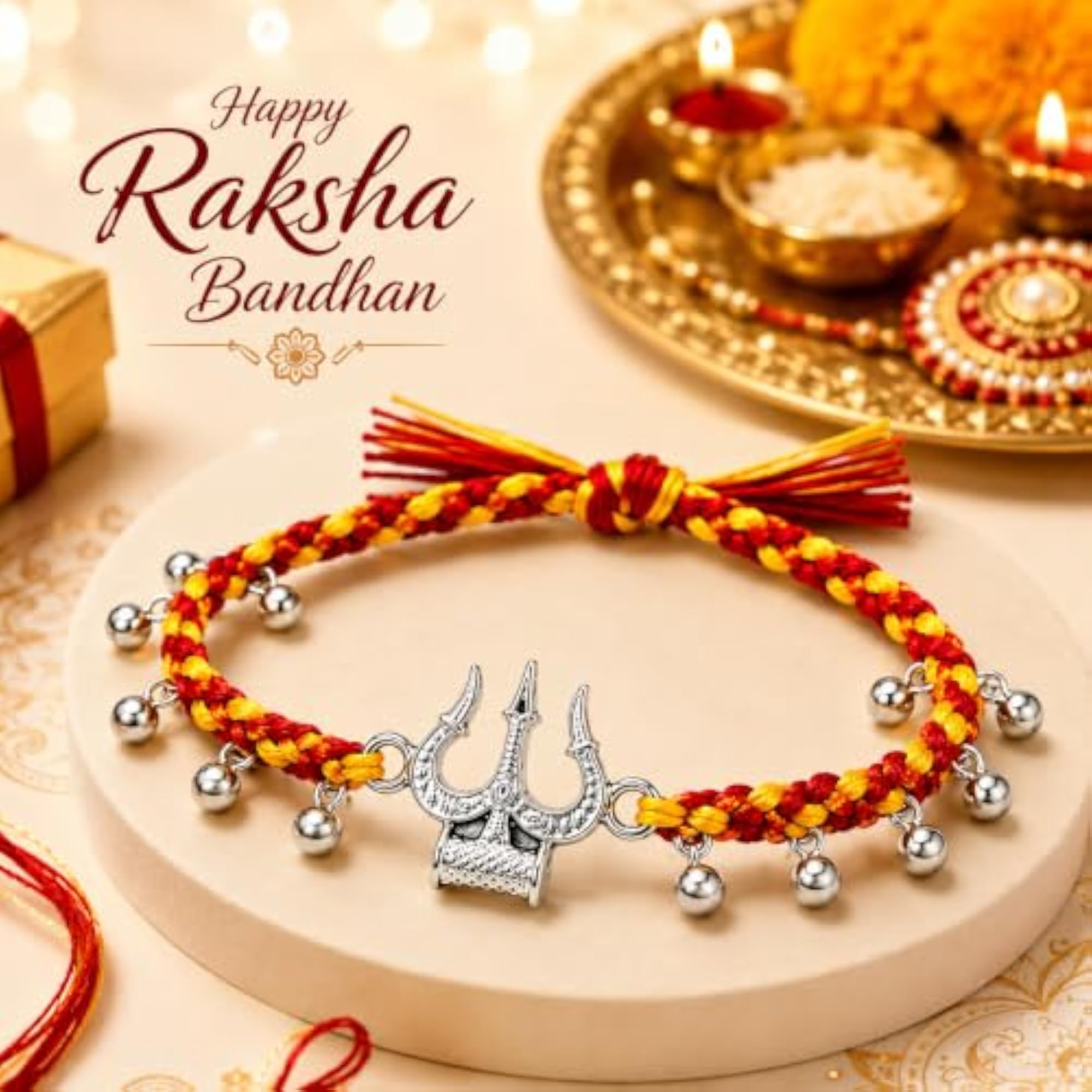 Trishul Rakhi for Brother in Pure 925 Sterling Silver