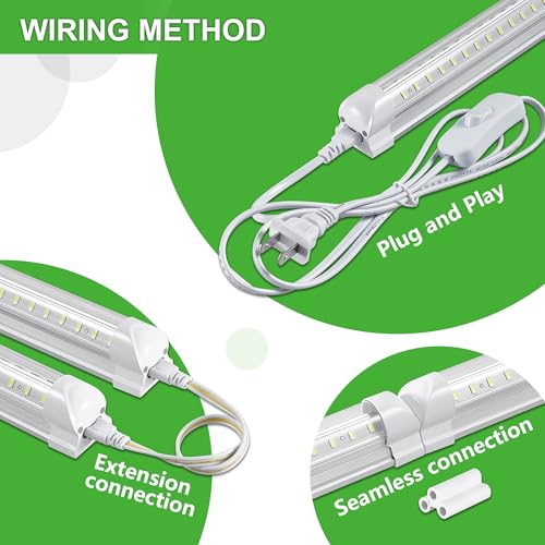 Image of Skymoatled 8Pack 4FT LED Shop Light Garage Lights,50W 6000K 7500LM White Light,Hanging /Surface Mount,T8 4FT Tube Lamp for Warehouse Workshop Basement,Linkable LED Shop Lights,Plug and Play