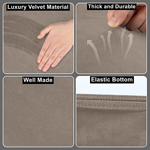 Stretch Velvet Toilettendeckelbezug und WC-Tankdeckelbezug, Badezimmer Super Soft Toilettendeckelbezug Set Luxus Samt Plüsch, mit elastischem Boden, Maschinenwäsche, Braun – Bild 4