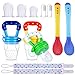 Fabur Chupete Fruta,Pinza de Chupete, Cucharas de Alimentación para bebés, Cepillo de Dedo para bebé, reemplazo de bolsa de silicona para bebés(12 Piezas)