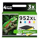 952XL Ink Cartridges Combo Pack Compatible for HP 8710 7740 Printer for HP 952 XL Black Color for HP952 OfficeJet Pro 8720 8725 8210 8715 8702 8740 7720 8730 8216 8700 Black Cyan Magenta Yellow 4 Pack