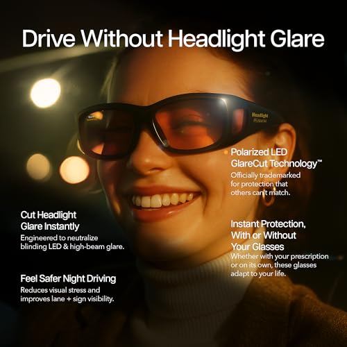 Image of Anti-Glare Headlight Glasses, Polarized Night Vision Driving Glasses Unisex