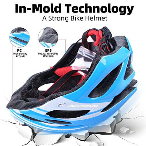 Basecamp Bike Helmet For Men Women With Led Safety Light Removable Sun Visor Portable Backpack Lightweight Bicycle Helmet Adjustable Breathable Mountain & Road Cycling Helmets For Adult (Bc-10) #TOP4