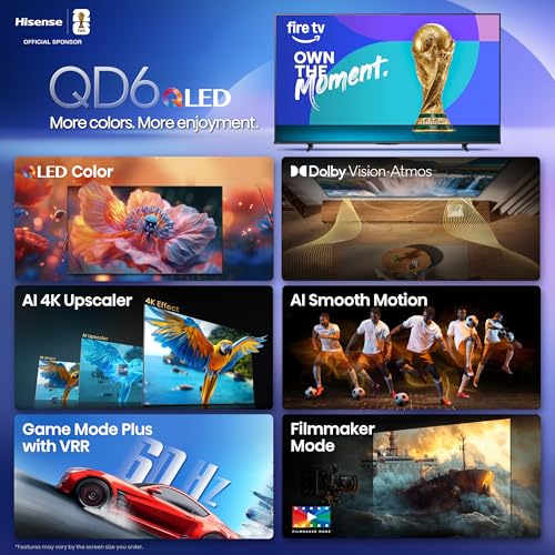 Image of Hisense 43 inch Class QD6 Series (43QD6QF, 2025 Model) QLED 4K UHD Smart Fire TV, Voice Remote with Alexa, Dolby Vision, Dolby Atmos, Motion Rate 120, HDR 10+, Game Mode Plus, MEMC, VRR, ALLM