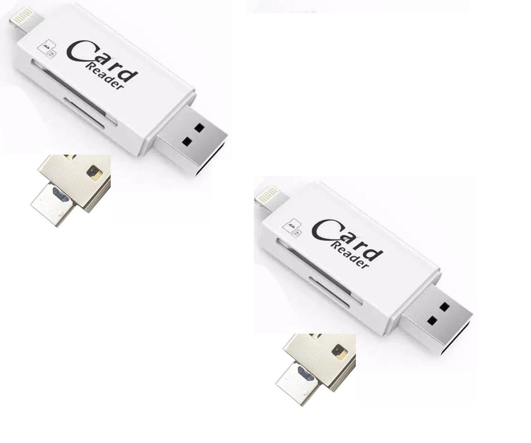 FKU Set of 2 3 in 1 with Lightning + USB + Mobile Flash Drive Card Reader (White)-picture-27