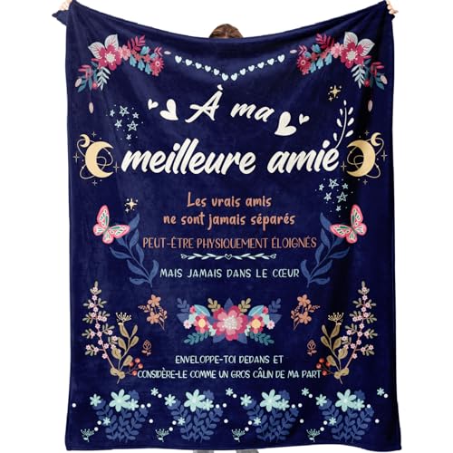 SECOGM Cadeau Meilleure Amie, Idée Cadeau Meilleure Amie Femme, Cadeau pour Une Amie, Plaid Couverture Meilleure Amie pour Saint Valentin, Cadeau Femme 152cm...