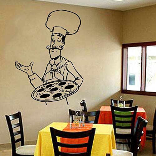 Tianpengyuanshuai Pizza Sticker Mural fenêtre Vinyle Autocollant Pizza Cuisine Italienne Restaurant Cuisine décoration Chef Murale 75x104 cm Cover