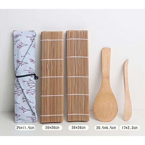 BESTOMZ Kit de fabricação de sushi 15 peças: 2 tapetes de rolamento de sushi 1 toalha 1 espátula de