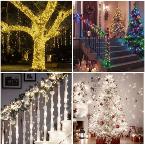 SOLARBABY Catena di luci a energia solare, per esterni, 4 x 20 m, 200 LED, resistente alle intemperie, 8 modalità, IP65, impermeabile, Natale, balcone, giardino, feste, multicolore - imagen 7