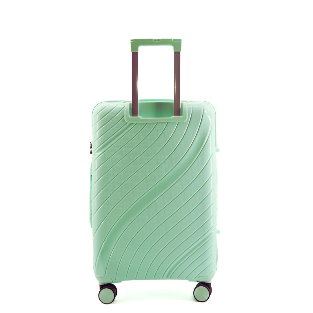 FAMILY-Trolley Medio da Stiva 65x45x30 cm, Valigia Rigida in Polipropilene Antiurto Ultra Resistente, Chiusura a 3 Combinazioni, 4 Ruote Multidirezionali 360°,3,4 kg (Verde, M)