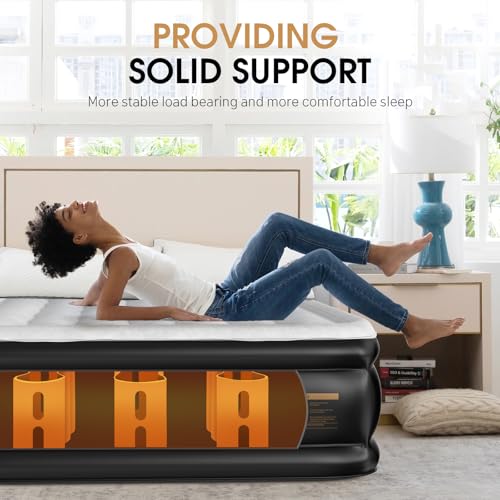 DIVON Air Mattress Full with Built in Pump,18’’High Blow Up Mattress Full with Wave Pattern,Self Inflation/Deflation Mattress in 3 Mins, Air Bed for Home&Camping,660lbs