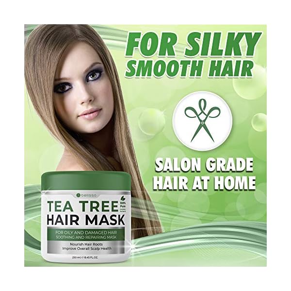 Bellisso-Tea-Tree-Oil-Hair-Mask-Products-for-Dry-Damaged-Hair-Deep-Conditioner-Treatment-Intense-Hydration-Care-and-Protein-Moisture-Repair-for-Women Tea Tree Oil Hair Mask - Deep Conditioner Treatment for All Hair Types - Intense Hydration Care and Protein Moisture Repair for Women and Men