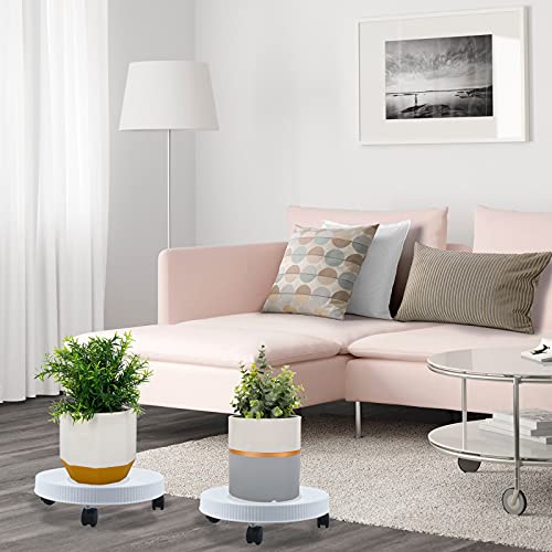 Finderomend Plant Stand With Wheels,12.5 Inch White Resin Plant Dolly Plant Caddy Pack Of 4,Rolling Plant Stand For Indoor Outdoor,Movable Planter Stand Plant Rack On Rollers Trolley Casters #TOP5