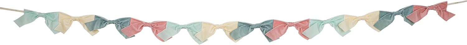 Meri Meri Velvet Bow Garland (Pack of 1), Reusable 5.5’ Garland with 2’ Excess Cord, Great for Bow Party Decorations, Bridal Shower Decorations, and More
