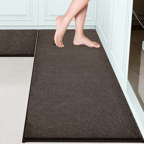 Image of Washable Kitchen Rugs Set of 2 (24 inch x 35.5 inch + 24 inch x 59 inch Rectangular), Kitchen Mats for Floor, Indoor Entryway Runner Rugs for Laundry, Bathroom, Door, Bedroom (Roll Packing)
