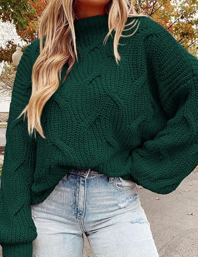 PRETTYGARDEN Women's Fall Oversized Pullover Sweaters Casual Crewneck Long Sleeve Chunky Cable Knit Tops Winter Clothing