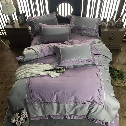 RONGXIE Egyptian cotton embroidery royal Bedding Set queen king white grey purple bed set cotton Bedsheets Duvet quilt cover set