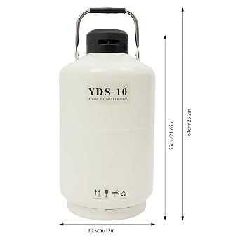 10L Liquid Nitrogen Container, Nitrogen Cryogenic Container (LN2), Aluminum Alloy Liquid Nitrogen Dewar Static Cryogenic Container Liquid Nitrogen Container