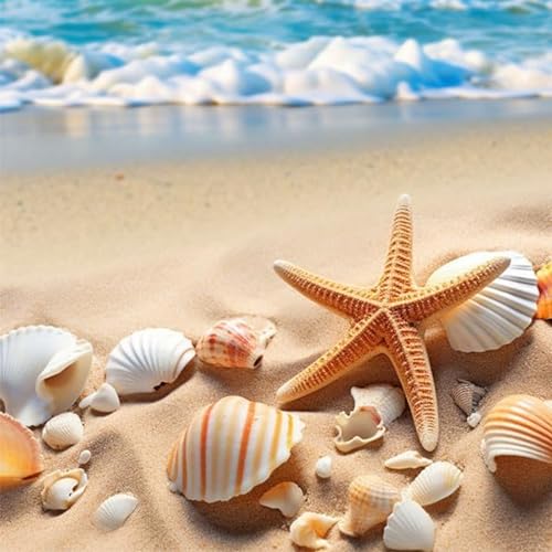 Bimkole 5d Diamond Painting Kit Bricolaje Arte Playa, Cielo Azul Nubes Blancas Mar Pintura Diamantes Kits Estampados De Punto De Cruz Diamantes de Imitación Decoración de Pared, (30x30 cm)