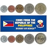 5 monedas mixtas de Filipinas | 5 centavos a 5 pesos | Moneda filipina desde 1967
