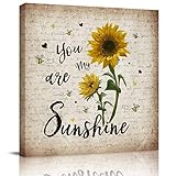 Sailground Oil Painting Artwork Print on Wrapped Canvas for Walls Sunflower Bee You are My Sunshine...