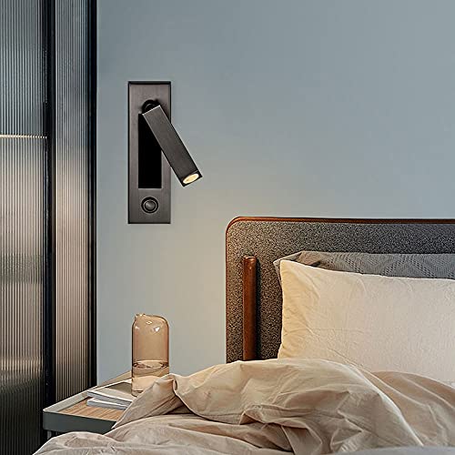 Lampe de lecture murale d'or avec interrupteur encastrable et tête rotative à 350° - 7