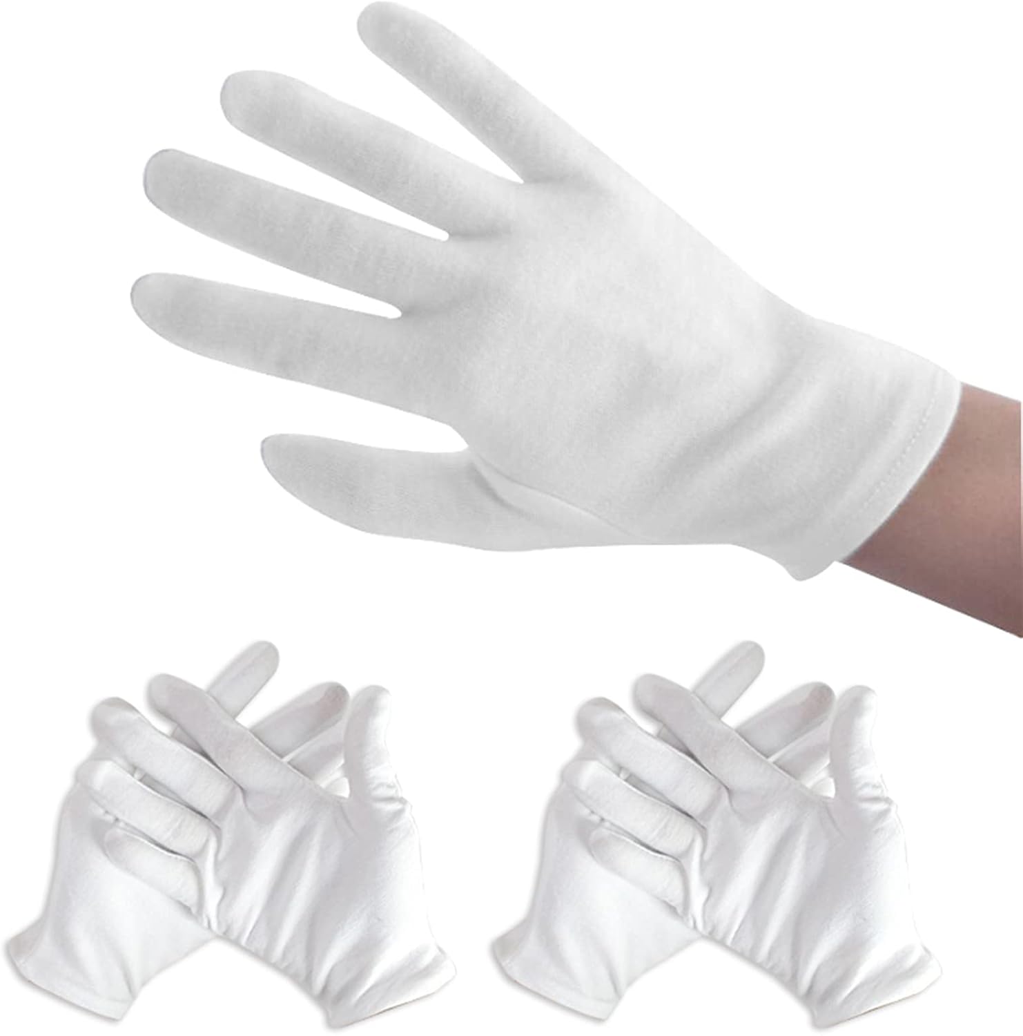 12 Paar Baumwollhandschuhe Weiß, Neurodermitis Handschuhe