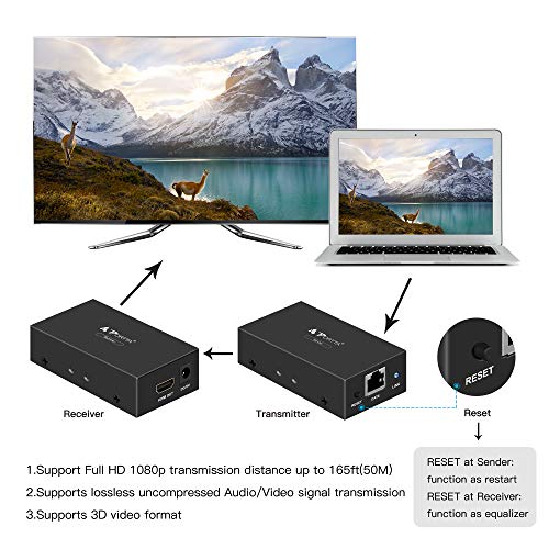 image for Portta HDMI Extender 60m/190ft Lossless Transmission Over Single UTP C