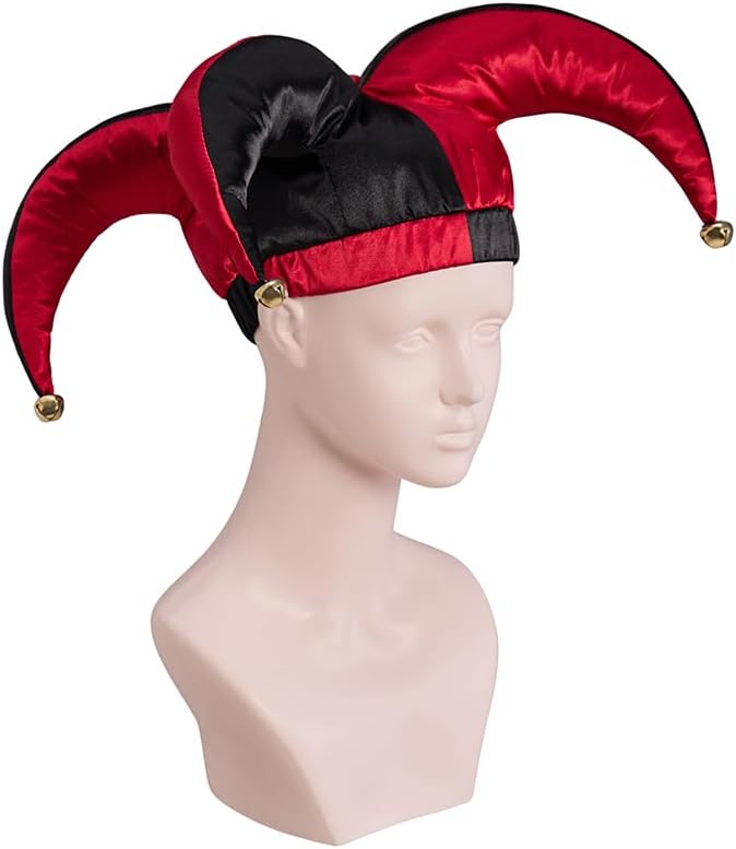 Court Jester Hat Adult Harlequin Clown Jester Circus Costume Hat Ren Faire Festival Accessories with Bells
