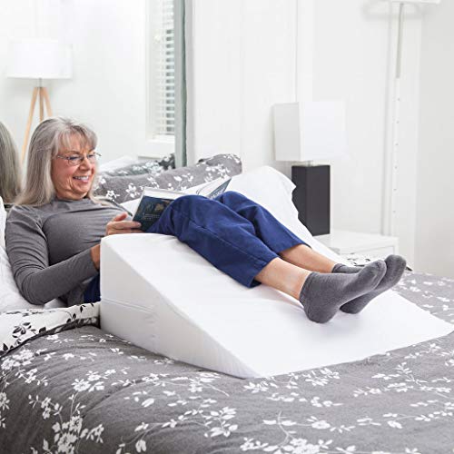 Image of DMI Bed Wedge Pillow and Triangle Wedge with Elevated Incline for Neck Pain, Headaches, Reflux, Shoulders, Back Pain, Foot Support, Knee Pain or Restless Leg Syndrome, 24x24x10 inches, White