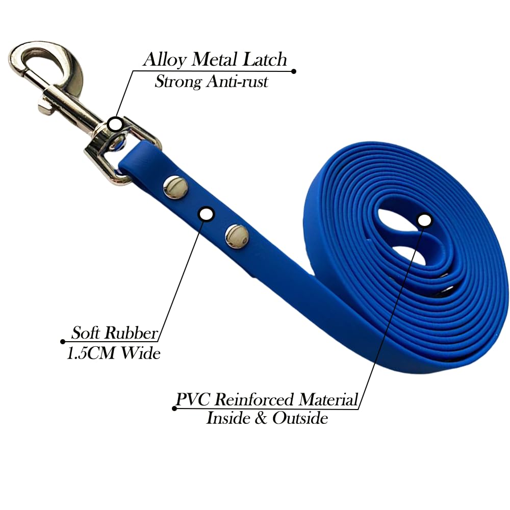 BJEBWAL Waterproof Training Lead 10FT Training Lead, Hiking, Camping, Durable Working Dog Lead With Long Recoil Leash (Blue) - Image 2