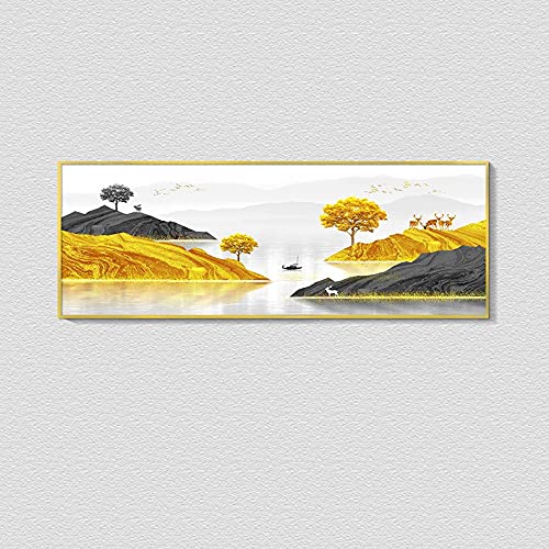 Broderie Diamant Kit Large Size 40x100cm - Toile Complète DIY Peinture Numéro Arbre d'or