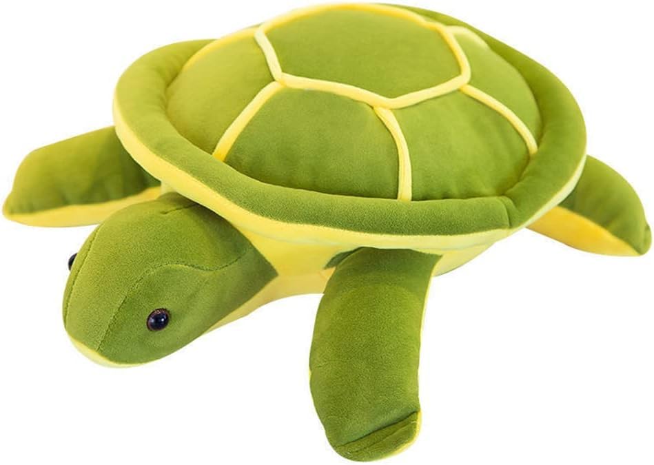 SUFY Plush Turtle Cushion, Green and Yellow, 35 cm x 30 cm